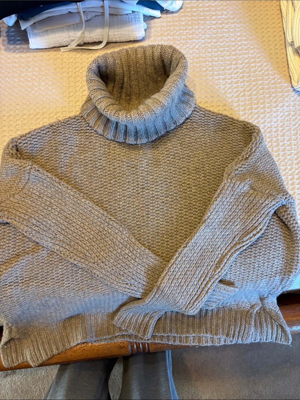 Vince Taupe Ribbed Turtleneck Sweater